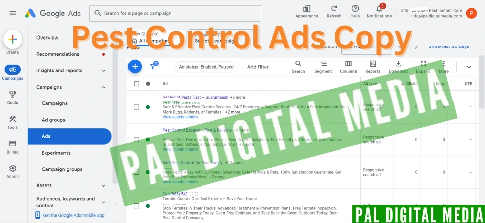 Pest Control Google Ads Usa